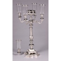 Candélabre moderne à 5 bras en métal aluminium argenté fait à la main Centre de table de mariage Bougeoirs chauffe-plat Décoration d'événement - Product Image 6