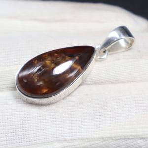 Estilo romántico Natural mexicano fuego ágata plata colgante suave cabujón piedra preciosa bisel ajuste amante regalo joyería cristianos - Product Image 2