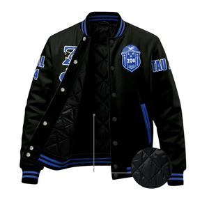 Zeta Phi Beta 1920 Sorority ZPB Azul Blanco Varsity Letterman Jacket Greek Life Chenille Patch Founders Day Gear - Product Image 2
