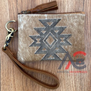 Fashionable Vintage Cowhide Laser Engraved Tassel Zipper Pouch Genuine Leather Long Wallets Western Multifunctional Ladies <b>Purse</b> - Product Image 1