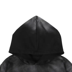 Sweat à capuche surdimensionné délavé à l'acide personnalisé, manches longues décontractées, 100% coton molletonné, épaules tombantes, fermeture éclair, sweat à capuche pour hommes - Product Image 5