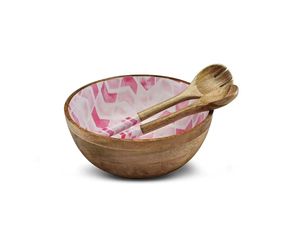 Bol en bois de manguier naturel sculpté pour salades de fruits Soupe de pâtes pop-corn Table à manger en bois rustique faite à la main Ensemble de plats de service - Product Image 3