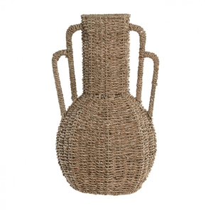 Vase en jonc de mer tressé à la main écologique avec poignées, vase décoratif naturel fait main pour les acheteurs en gros - Product Image 1