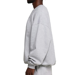 Custom Cotton <b>Velour</b> Oversized <b>Sweatshirts</b> and Hoodies with Embroidered Custom Logo and Heavyweight Crew Neck for Men - Product Image 5