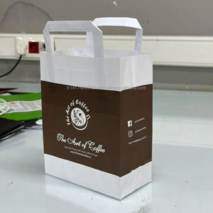 Vente en gros sacs en papier kraft imprimés personnalisés avec poignée torsadée pour les aliments à emporter et emballage cadeau poignée plate disponible en option - Product Image 1