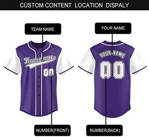 Nueva camiseta de béisbol morada-Camisa abotonada con nombre y número personalizados, uniforme deportivo para hombres y mujeres - Product Image 5