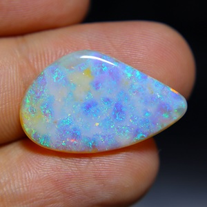 Cabochon en opale de feu bleue australienne naturelle de 11.00 carats 26X16X4MM pierre précieuse en vrac coupe fantaisie pour la fabrication de bijoux - Product Image 1