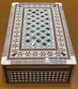 Boîte à bijoux en bois artisanale égyptienne Sultana en nacre – Organisateur de bibelots incrusté de mosaïque (8x5x2,2 po) - Product Image 3