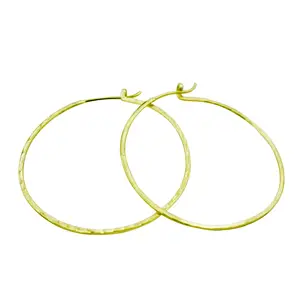 New Completive Price Wholesale Jewelry Latest Trendy Fashion Unique Designer Gold Filled Plain Big Hoop Brass Earring For Women