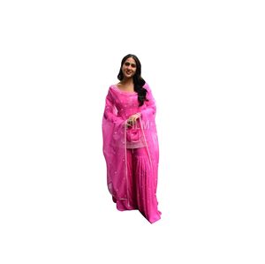 Nueva colección de ropa étnica india de diseñador-Bordado pesado Sharara Salwar/Palazzo Suit Party Wear Look Stitched - Product Image 1