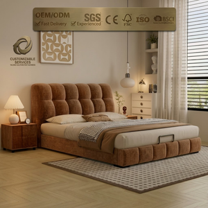 Cabecera de Cama de Estilo Nórdico con Diseño de <span class=keywords><strong>Nube</strong></span> <span class=keywords><strong>en</strong></span> Tela Chenille, Cabecera Acolchada de Perfil Bajo, Tamaño Queen, con <span class=keywords><strong>Almacenamiento</strong></span> Oculto - Product Image 3