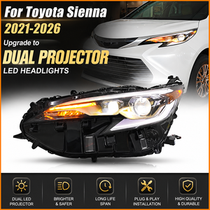 Pour Toyota Sienna XL40 2021 <span class=keywords><strong>2022</strong></span> 2023 2024 2025 2026 – Ensemble <span class=keywords><strong>de</strong></span> phares LED amélioré, configuration haut <span class=keywords><strong>de</strong></span> gamme, double faisceau direct, module matriciel - Product Image 1