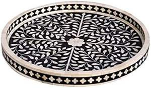 Plateau de service en incrustation d'os traditionnel fait à la main Art du Rajasthan plateau de service en incrustation d'os décoratif motif d'os artistique à bas prix - Product Image 2