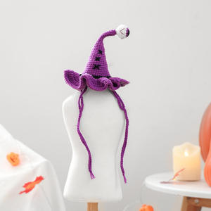 Chapeaux pour animaux de compagnie en gros, accessoires pour chats d'Halloween, chapeau de sorcier au crochet fait main - Product Image 2