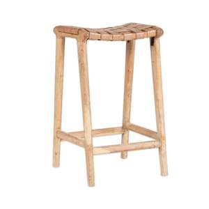 Tabouret de bar en teck massif de qualité supérieure pour l'intérieur et l'extérieur, mobilier d'accueil avec structure durable - Product Image 3