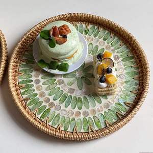 ถาดเสิร์ฟพร้อมถาดหวายตกแต่งสำหรับร้านอาหารในบ้านหรืองานเลี้ยง - Product Image 5