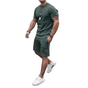 Ensemble t-shirt et short pour homme, vintage, manches courtes, imprimé numérique 3D, tricoté, séchage rapide, pour l'été, décontracté, sports de plein air, vacances - Product Image 3