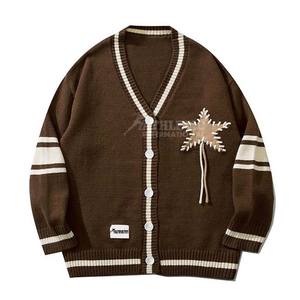 Solid Color <b>White</b> Striped Design New Fashion Loose Button Up <b>Men</b> Clothing Cardigan <b>Sweaters</b> Breathable Cotton Wool Sports Wear - Product Image 5