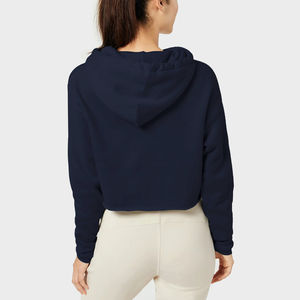 Services OEM couleur unie OEM ODM professionnel femmes nouveau Design à capuche logo personnalisé impression haut court sweats à capuche femmes 2025 - Product Image 3