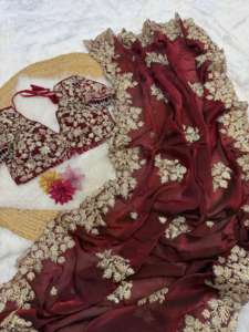 เสื้อเบลาส์สุดหรูสำหรับสตรีชุดปาร์ตี้งานแต่งงานงานส่าหรีผ้าซาตินสีแดงเครื่องแต่งกายแฟนซีล่าสุดของเรา - Product Image 4