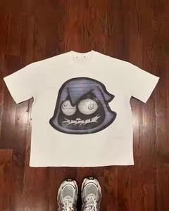 Logo personnalisé col rond manches courtes Boxy Fit surdimensionné appliques t-shirts broderie patch t-shirt pour hommes - Product Image 4