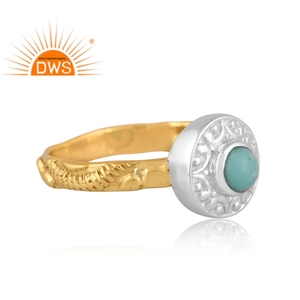 แหวนพลอยสีเทอร์ควอยส์แบบอะริโซนาธรรมชาติชุบทอง18K สำหรับผู้หญิงเครื่องประดับตามสั่งสำหรับเป็นของขวัญสำหรับผู้หญิง - Product Image 4