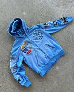 เสื้อฮู้ดซิปผู้ชายขายดี ปักลาย 3 มิติ ทรงหลวม ผ้าฝ้ายฟลีซ 100% แห้งเร็ว ระบายอากาศดี MOQ ต่ำ - Product Image 1