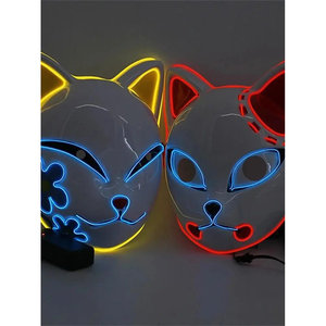 Maschera LED Luminosa a Forma di Gatto per Halloween, Maschera Integrale in PU per Bambini, Costume da Cattivo, Maschera Morbida EL per Feste Horror - Product Image 2