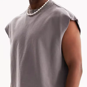 Débardeur sans manches de haute qualité Heavyweight Boxy T-shirts pour hommes avec logo personnalisé T-shirt surdimensionné T-shirt court personnalisé pour hommes - Product Image 4