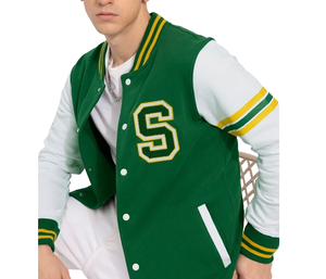 Chaqueta de Forro Polar con Logotipo Personalizado, Chaqueta Varsity de Alta Calidad con Cuello Alto para Hombre, Chaqueta de Baloncesto de Forro Polar Teñido Liso - Product Image 4