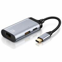 Adaptor Hub USB C Multi Port 100W PD ke HDTV DP VGA RJ45 Konverter Video Kabel Pendek untuk Laptop PC Docking Station