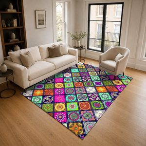 RUGS DEPOT LXDP-0358 Wholesale Multicolor Neutral Modern Abstract Digital Printed Machine Washable Chenille Area Rug Non <b>Slip</b> - Product Image 2