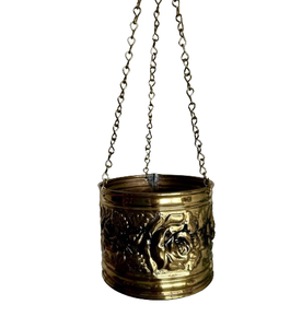 Maceta colgante de estaño de Metal con diseño grabado de flores, macetas y jardineras decorativas para el hogar, maceta colgante para interiores y exteriores - Product Image 1