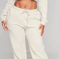 Ensemble de survêtements deux pièces personnalisés avec logo, grande taille, hiver, en tissu polaire lavé, manches longues, fermeture éclair, boutons aux genoux, haute qualité pour femme