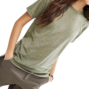 Camiseta de algodón para mujer, corte ajustado, cuello en V, manga corta, transpirable, suave, cómoda, informal, de verano, a la moda, sencilla y moderna. - Product Image 4