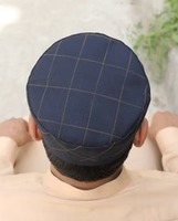 Elegante Gorra Musulmana Azul Marino Sólida e Impermeable para Hombres Adultos, Tradicional para la Oración Islámica, Ajustable, con Costuras Suaves, para Uso Diario en Exteriores