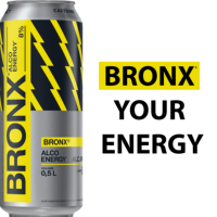 Boisson énergisante Bronx Alco 0,5L en canette avec 8% d'alcool Rouge Réfrigérée