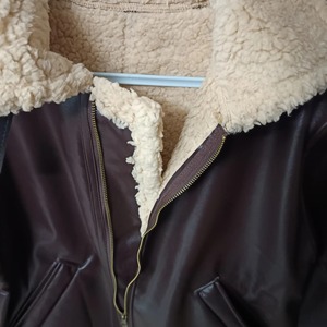 Veste d'hiver en cuir d'agneau véritable pour homme, tissu en toile, fourrure véritable, doublure en sherpa chaude, mode moto, grande taille - Product Image 6
