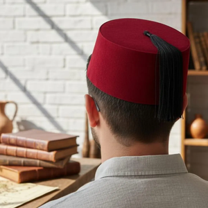 Tarbouch Fassi Rojo Marroquí Clásico para Hombre, Lujoso, Hecho a Mano, 100% Algodón, Sombrero Rojo, Estilo Tradicional Vintage, 10 OEM Disponibles - Product Image 3