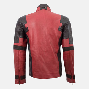 Nouvel arrivage de veste de moto d'hiver en cuir véritable pour hommes, col rond respirant, coupe-vent, noir et rouge - Product Image 2