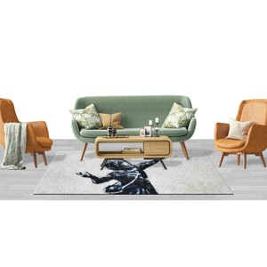 Tapis Banksy Girl : Décoration colorée pour loft, tapis imprimé adapté aux animaux domestiques, tapis doux non tissé - Product Image 5