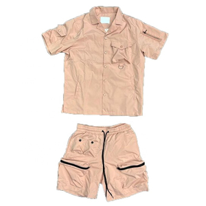 Conjunto de Chaqueta corta cortavientos de dos piezas con logotipo personalizado, ropa de calle de nailon y poliéster con cremallera de carga, chándal, conjunto corto cortavientos para hombre - Product Image 5