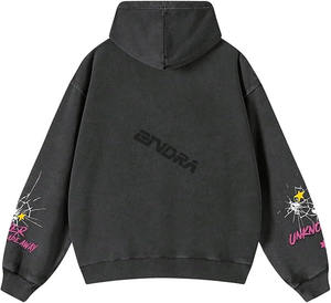 เสื้อมีฮู้ดสำหรับผู้ชายเสื้อสเวตเชิ้ตแบบมีเชือกรูดแขนยาวพิมพ์ลายตัวอักษรกราฟิกเสื้อสวมหัวมีกระเป๋า - Product Image 2