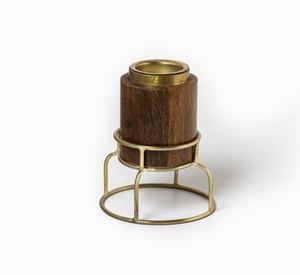 เตาเผาบาคูร์ไม้และโลหะทันสมัย พร้อมฐานโลหะสีทอง ทรงกระบอก ที่ใส่ธูปอูด หรูหรา สไตล์นอร์ดิก สำหรับตกแต่งบ้านและสำนักงาน - Product Image 1