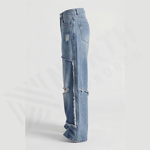 Nouveau style – Jean en denim décontracté pour homme, coupe droite, couleur unie, tendance coréenne, passe-partout, tissé, coupe ample, couleur personnalisable, qualité supérieure - Product Image 3