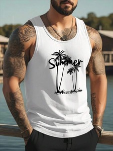 Formal Men's Tank Top with Embroidery 100% Cotton Summer Outdoor Sports Sleeveless Top - Product Image 6