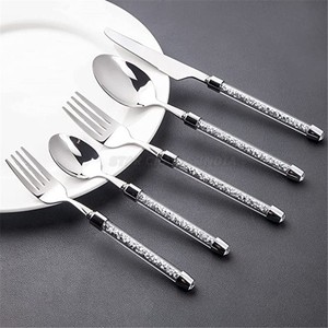 High Quality Designer Luxury Cutlery Set Flatware Art Assembly Silver-Plated Stainless Steel Wood Resin Handle Disposable Luxury - Product Image 4
