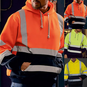 Sudadera CON CAPUCHA DE SEGURIDAD reflectante de alta visibilidad para hombre, ropa de trabajo de invierno, chaqueta de alta visibilidad, sudadera cálida de lana para trabajadores de la construcción - Product Image 4