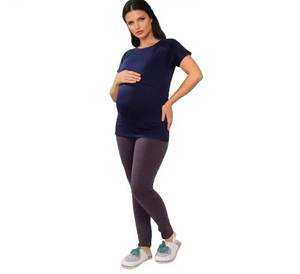 Nouvelle collection 2025 col rond uni teint haut extensible de maternité pour femmes enceintes t-shirt décontracté pour un usage quotidien haut - Product Image 1