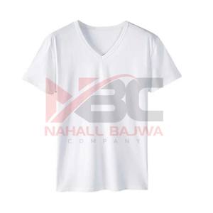 T-shirt en coton uni à col en V pour hommes Vêtements de gym ajustés unis sur mesure. - Product Image 6